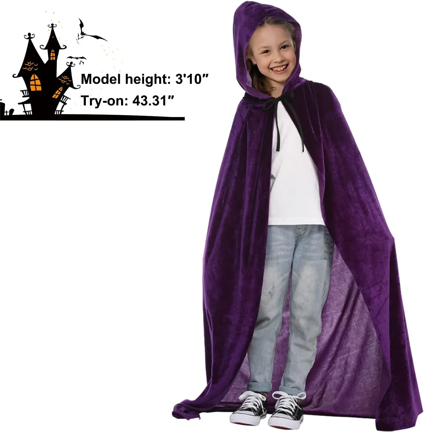 UTTPLL Velvet Kids Robe Halloween Christmas Cosplay Costumes Hooded Cloak Cape Unisex Boys Girls Wizard Party