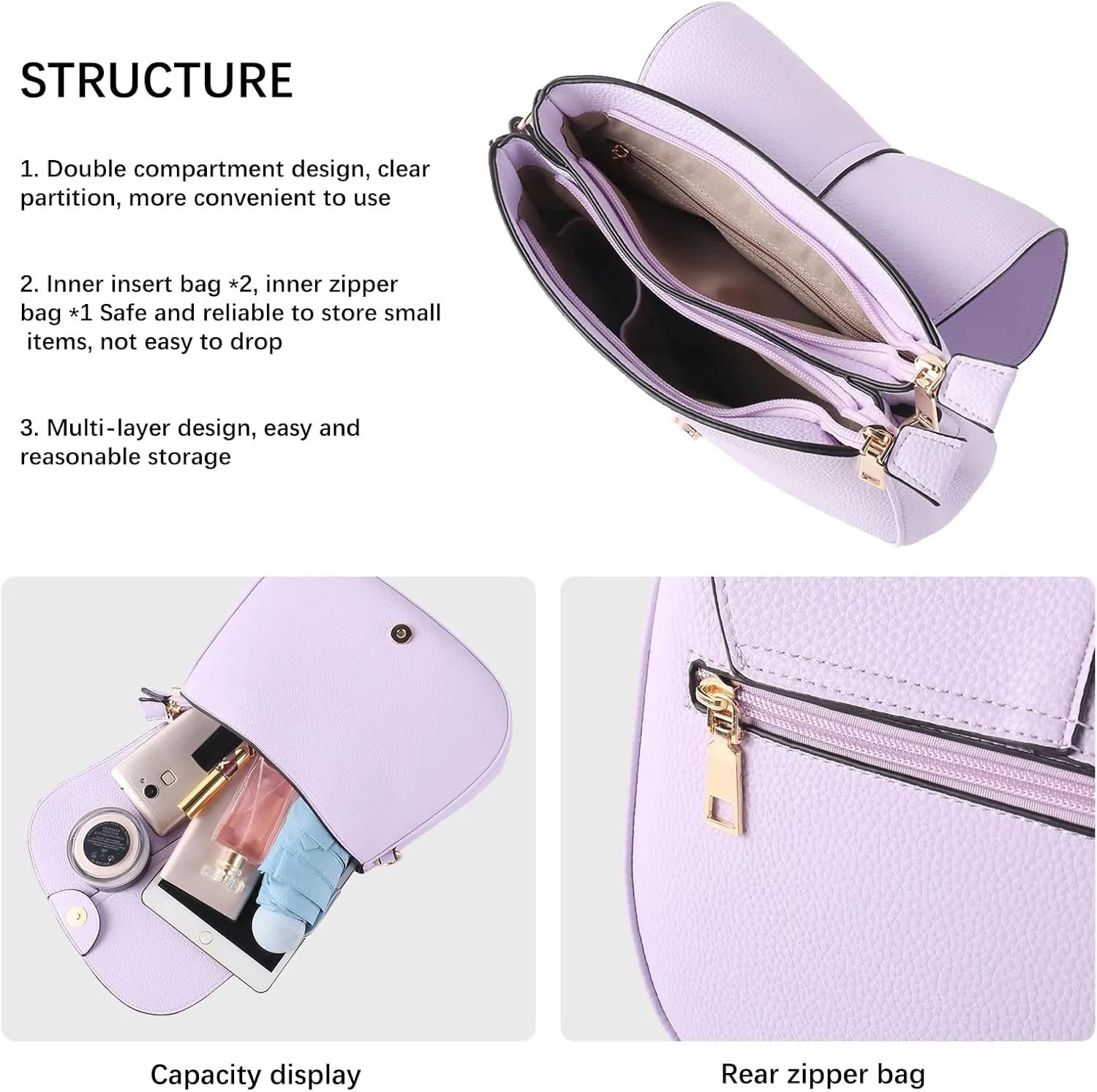 Vegan Leather Hobo Purses, Crossbody Bags for Women, Shoulder Handbags with Wide Strap