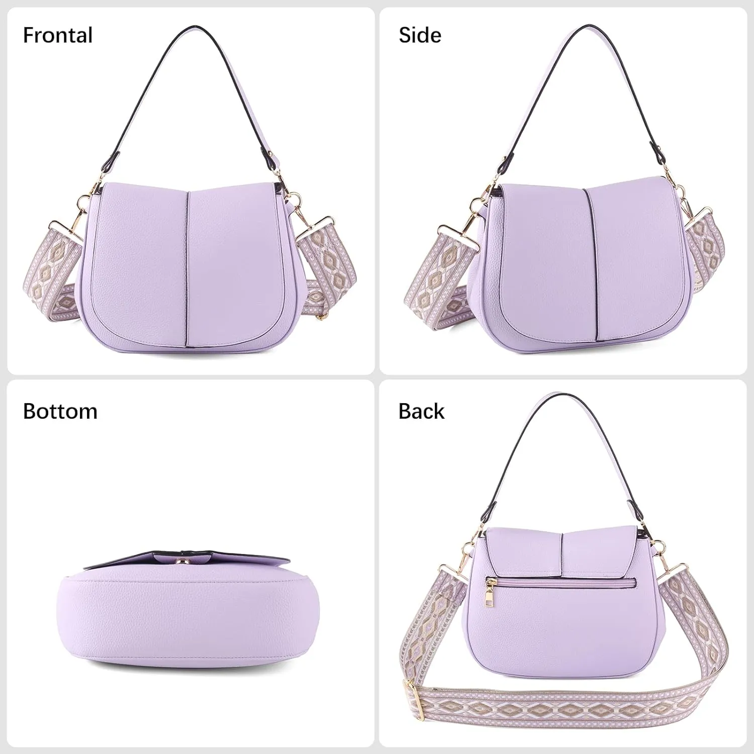 Vegan Leather Hobo Purses, Crossbody Bags for Women, Shoulder Handbags with Wide Strap