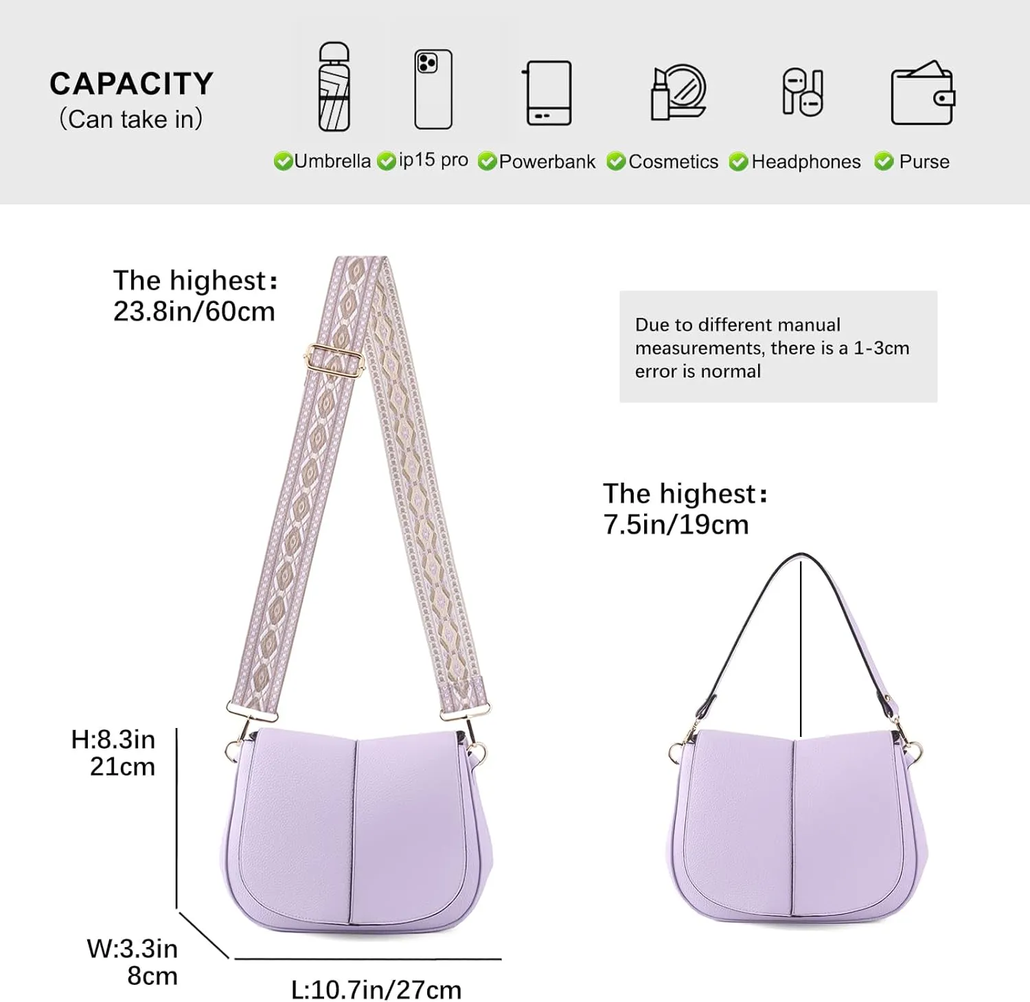 Vegan Leather Hobo Purses, Crossbody Bags for Women, Shoulder Handbags with Wide Strap