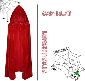 Velvet Hooded Cloak Adult Halloween Party Cape for Witch Vampire Cosplay Costume