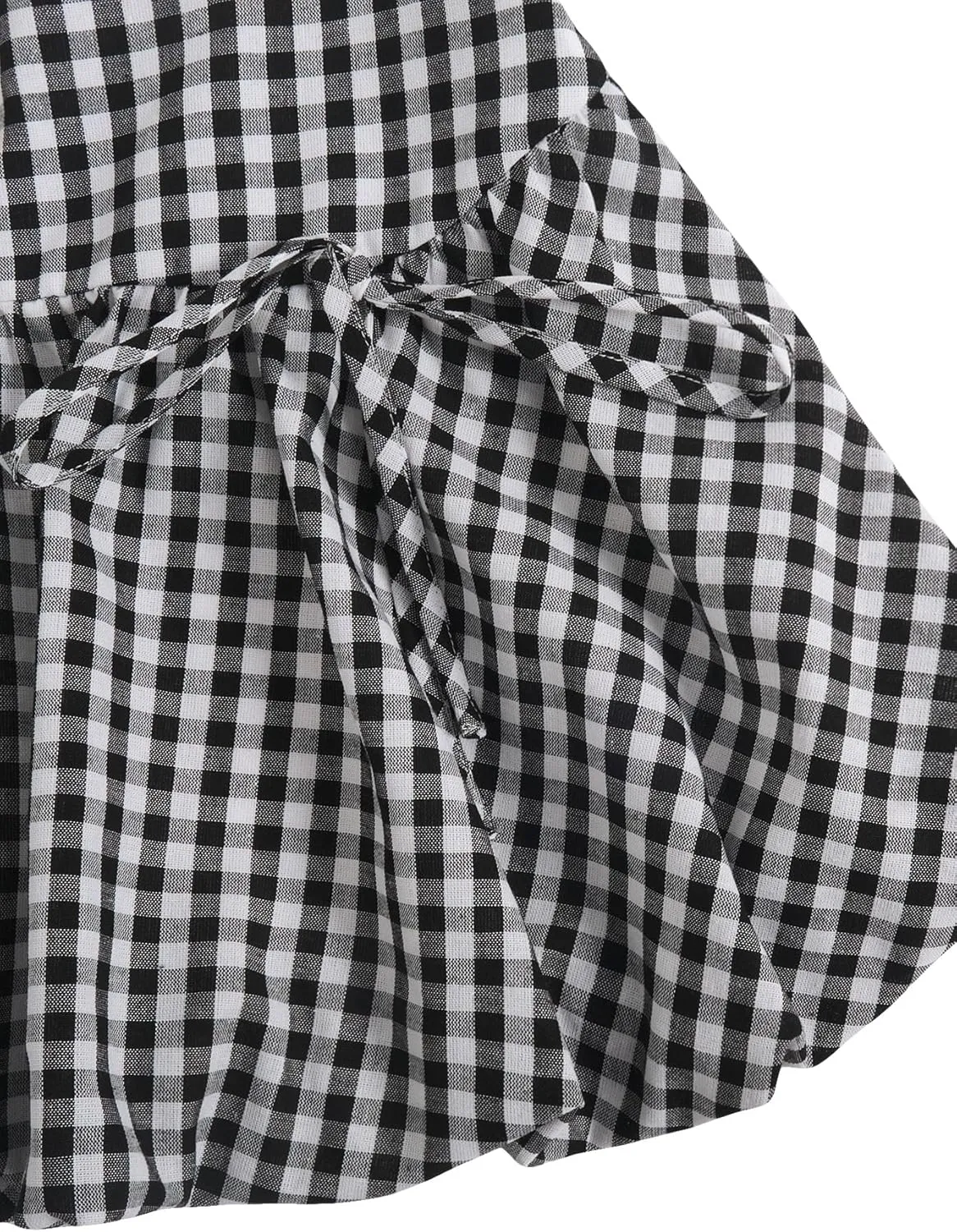 Verdusa Women's Gingham Bubble Mini Skirts Plaid Bow Cute Holiday Short Skorts