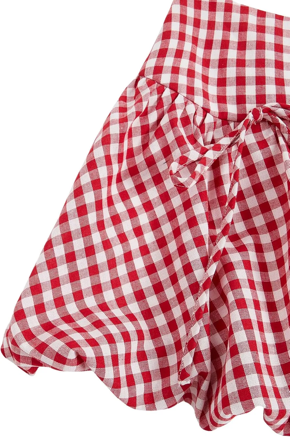 Verdusa Women's Gingham Bubble Mini Skirts Plaid Bow Cute Holiday Short Skorts