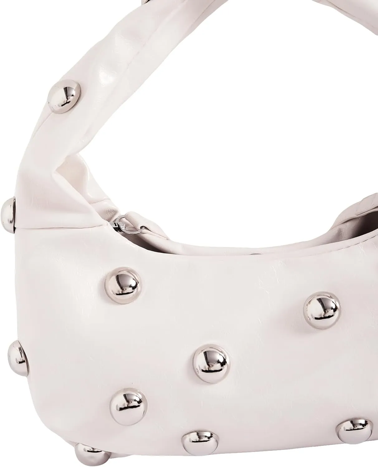 Verdusa Women's Studded PU Leather Shoulder Bag Punk Zipper Top Handle Crescent Clutch Bags