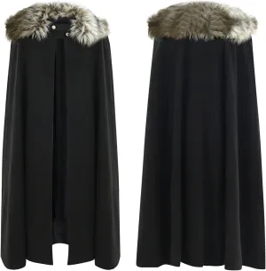 Viking Cloak For Men Women And Man Faux Collar Cape For Adults Black 5fNmqTCgW