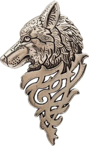 Viking Wolf Pin, Vintage Wolf Head Brooch for Men's Suit, Kilt, and Cloak, Retro Animal Pin for Formal and Casual Wear