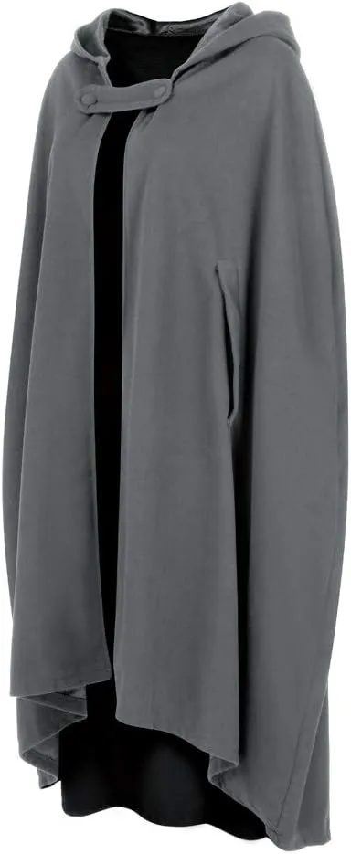 Women Gothic Cloaks Long Halloween Hooded Capes Solid Color Open Front Poncho Cape Loose Jacket Cloak Cosplay Costume