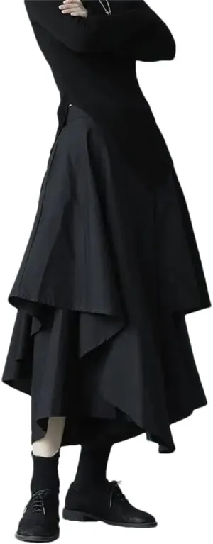 Women Gothic Irregular High-Waist Pleated Skirt Summer Vintage Asymmetrical Hem High Waist Flowy Midi Skirts