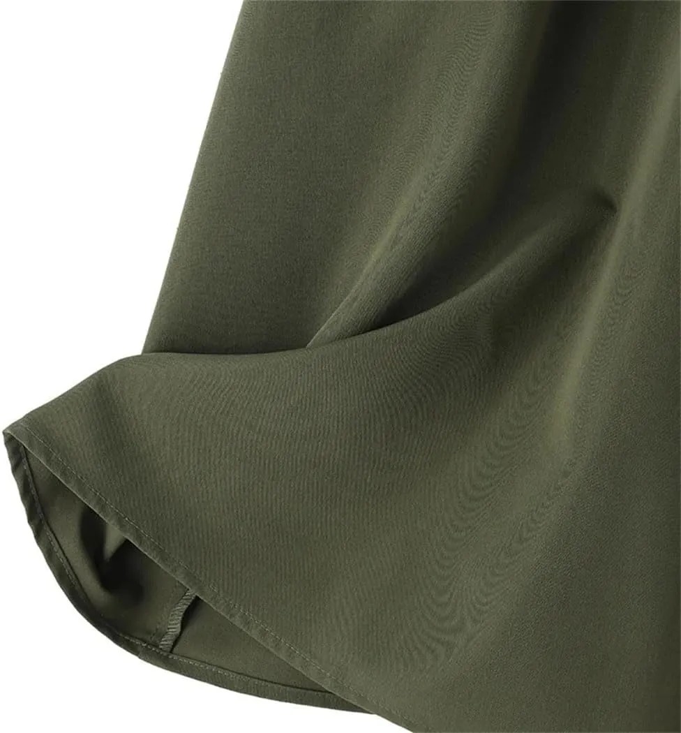 Women High Waist Midi Skirt Summer Solid Vintage Pleating A-Line Fashion Buttons Skirt