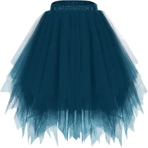 Women High Waisted Puffy Tulle Skirt, Fashion Layered Irregular Hem Tutu Fairy Skirts Summer Prom Party Trendy Clothes