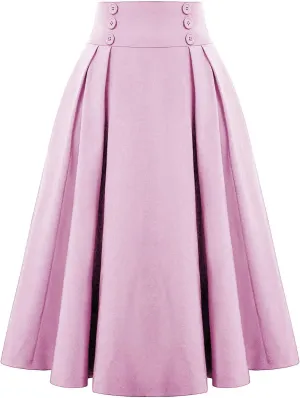 Women Pleated Long Skirts Vintage High Waist Elegant Maxi Skirt Slim Fit Flare Skirts A Line Swing Party Skirts