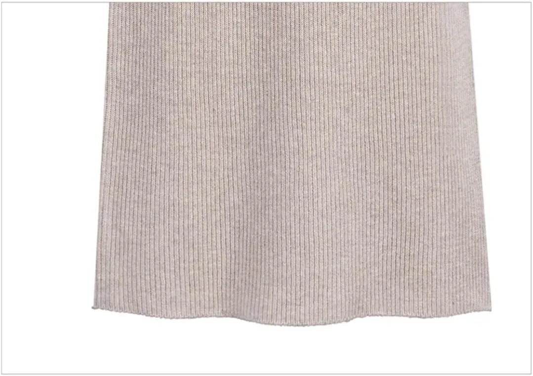 Women Solid Knit Pencil Skirt High Waist Elastic Casual Split Midi Skirts Autumn Winter
