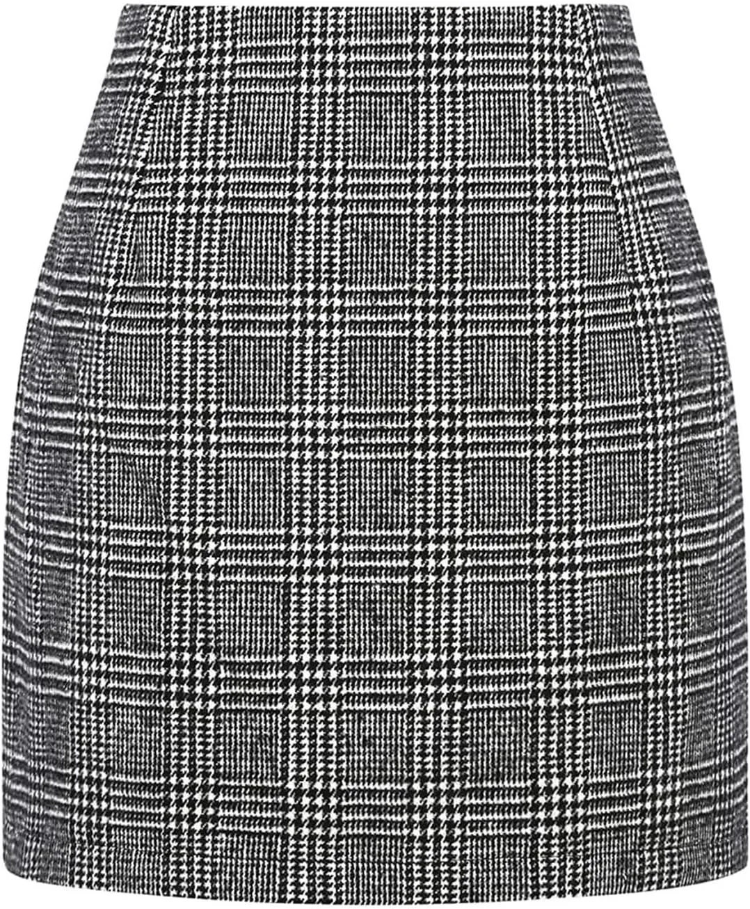 Women Wool Plaid Mini Skirt High Waist Vintage Office Lady Slim Short Pencil Skirts