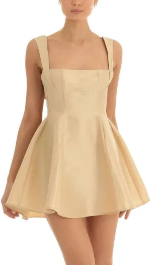 Women Y2K Square Neck Mini Dress Sweet Ruffle Lace Flare A Line Short Dress Fairy Backless Babydoll Dresses