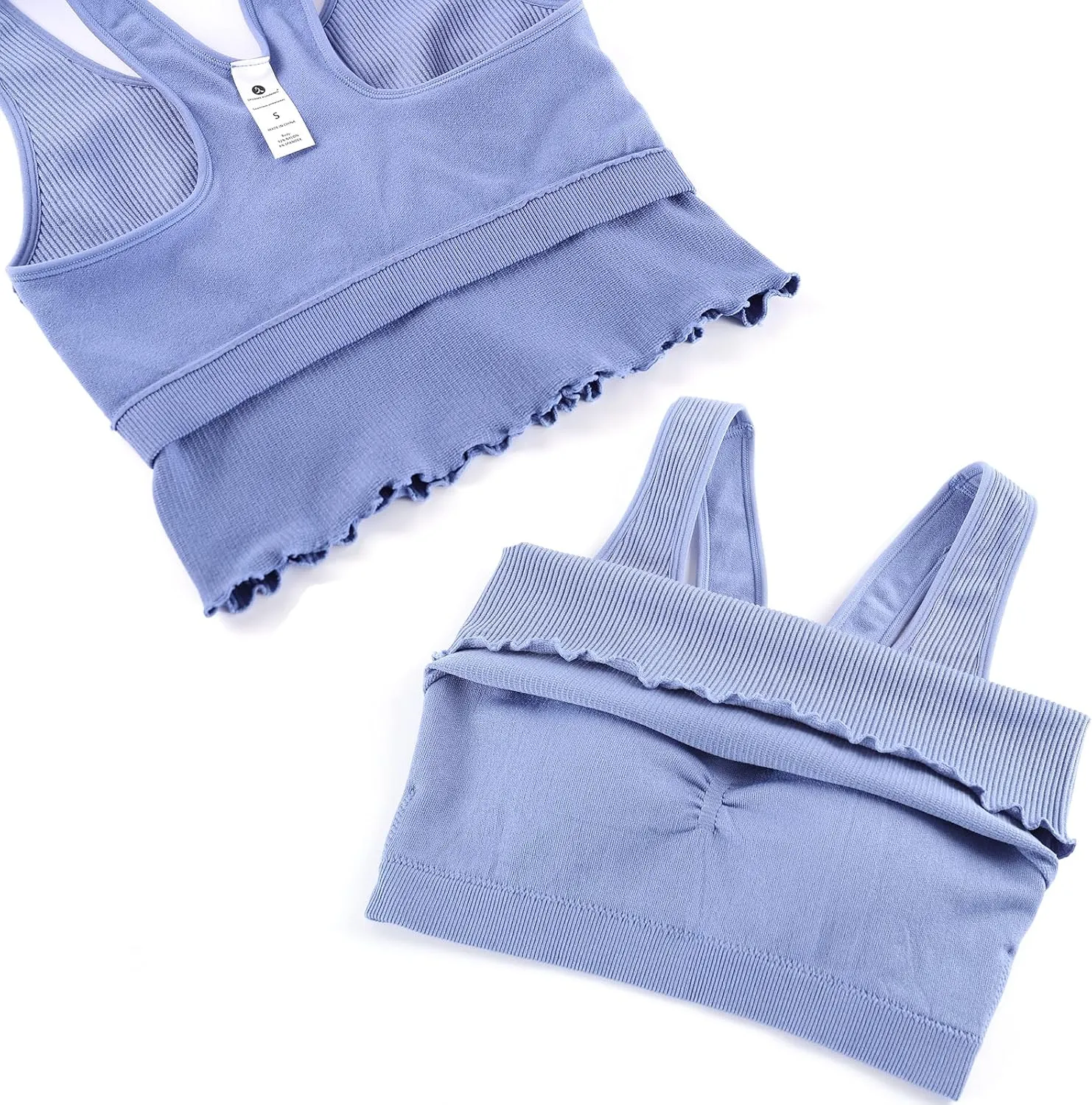 Women's 1/2 Pack Ribbed Workout Tank Tops with Built in Bra Racerback Seamless Crop Camisole Sport Tanks