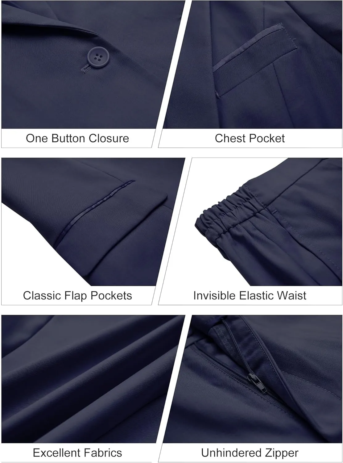 Women's 2 Piece Suit Notched Lapel One Button Slim Fit Business Office Work Tuxedo Blazer Pants Set