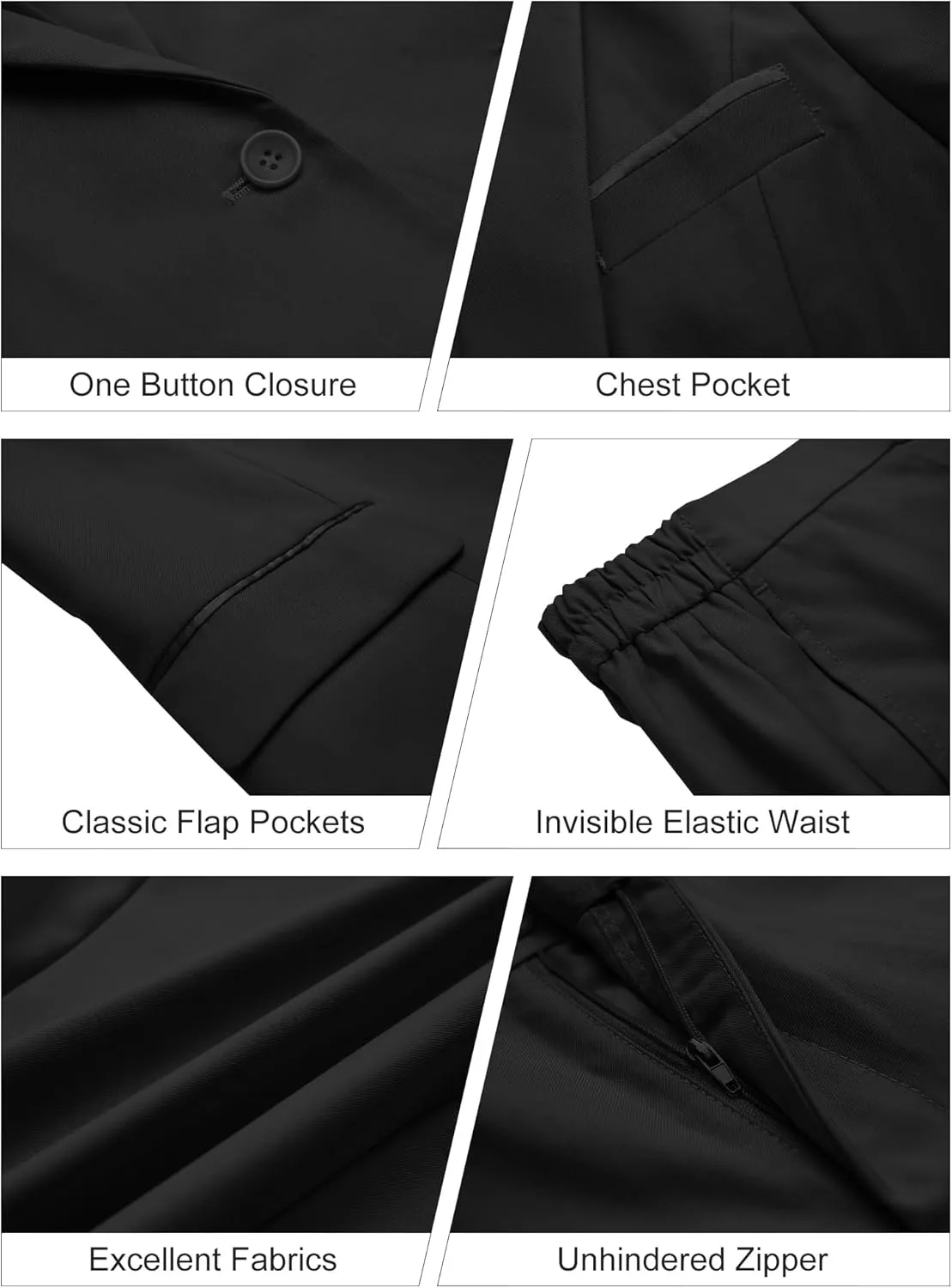 Women's 2 Piece Suit Notched Lapel One Button Slim Fit Business Office Work Tuxedo Blazer Pants Set
