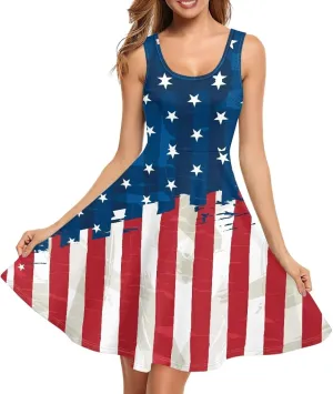 Women's Casual Dresses Sleeveless Tank Summer Sundress with Pocket Soft Midi Crewneck Swing Dress