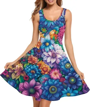 Women's Casual Dresses Sleeveless Tank Summer Sundress with Pocket Soft Midi Crewneck Swing Dress