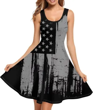 Women's Casual Dresses Sleeveless Tank Summer Sundress with Pocket Soft Midi Crewneck Swing Dress