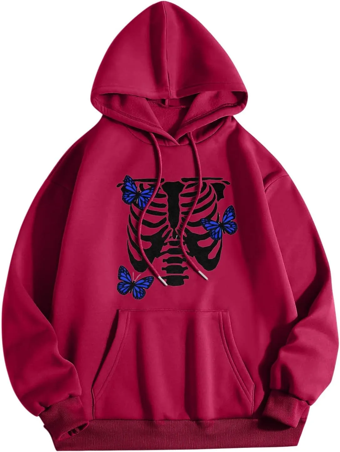 Womens Fall Oversized Print Hoodies Fleece Long Sleeve Sweatshirts Drawstring Pullover with Pocket Casual Outfits