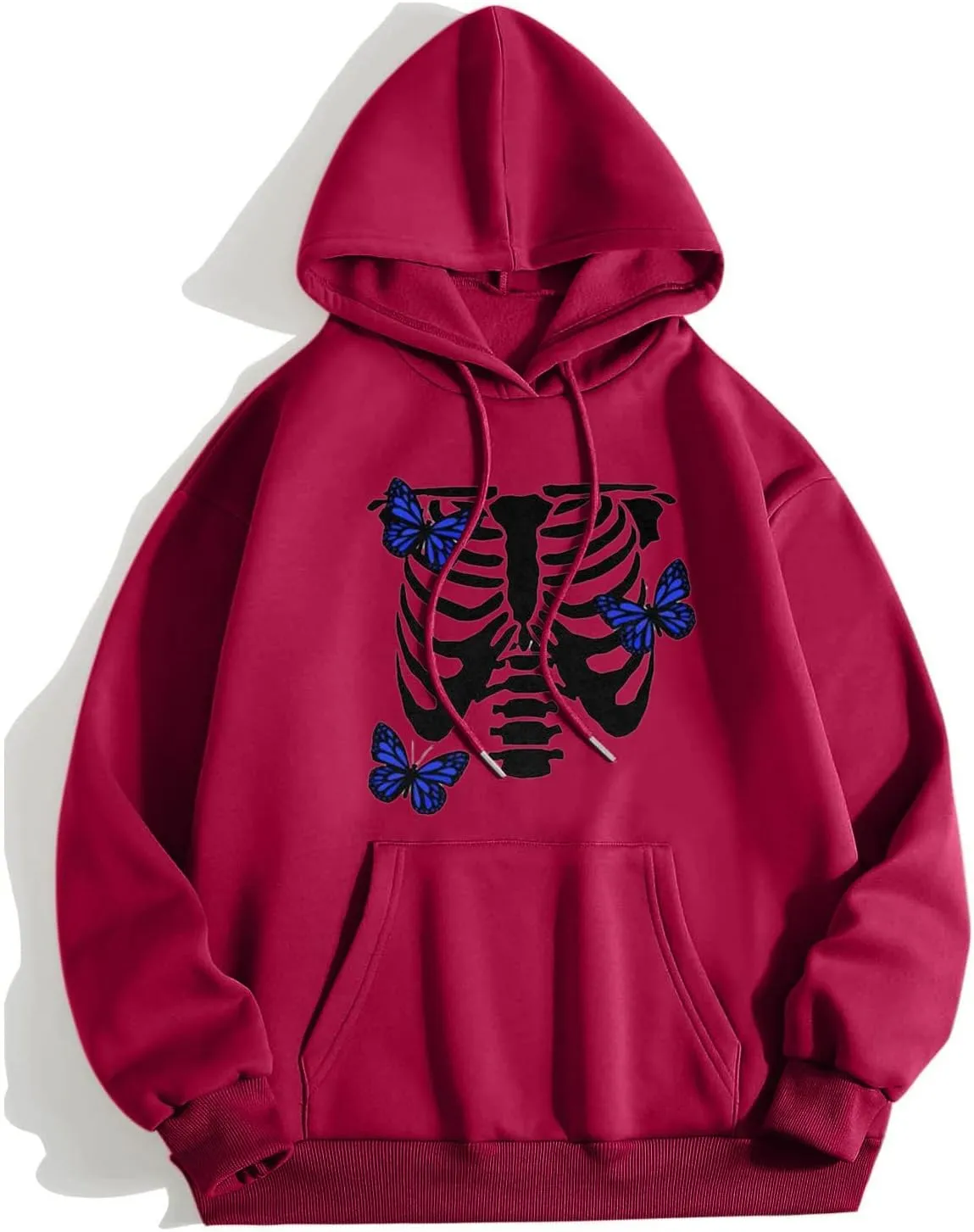 Womens Fall Oversized Print Hoodies Fleece Long Sleeve Sweatshirts Drawstring Pullover with Pocket Casual Outfits