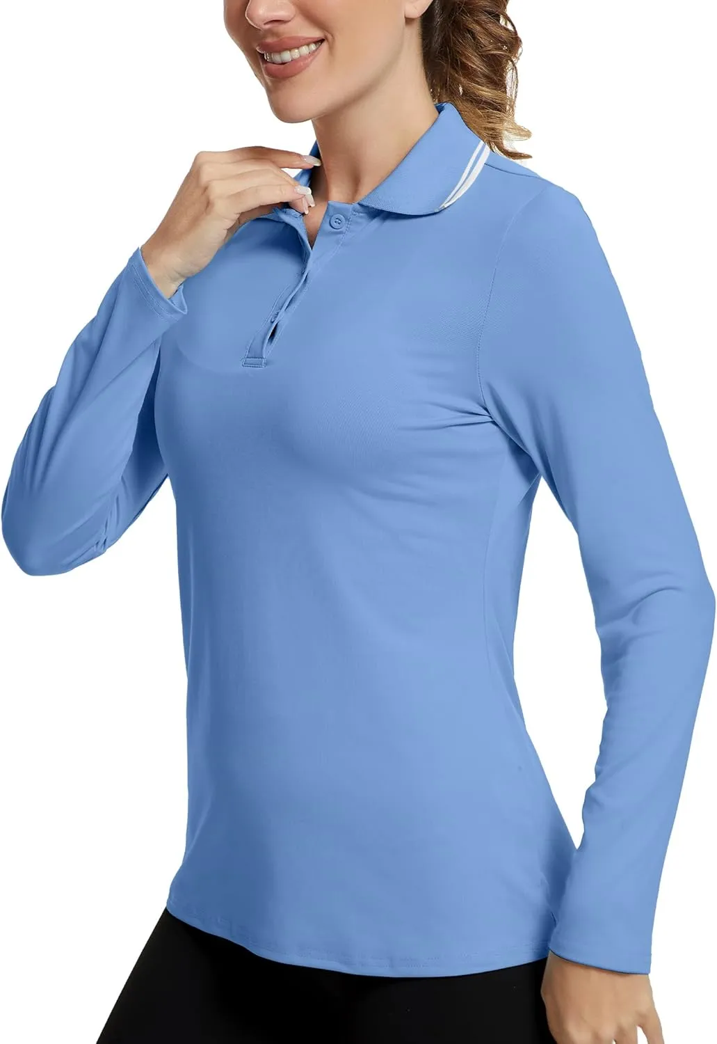 Women's Golf Polo Shirts Long Sleeve Workout Tops UPF 50  Sun Protection Quick Dry Lightweight Active Tennis Shirts
