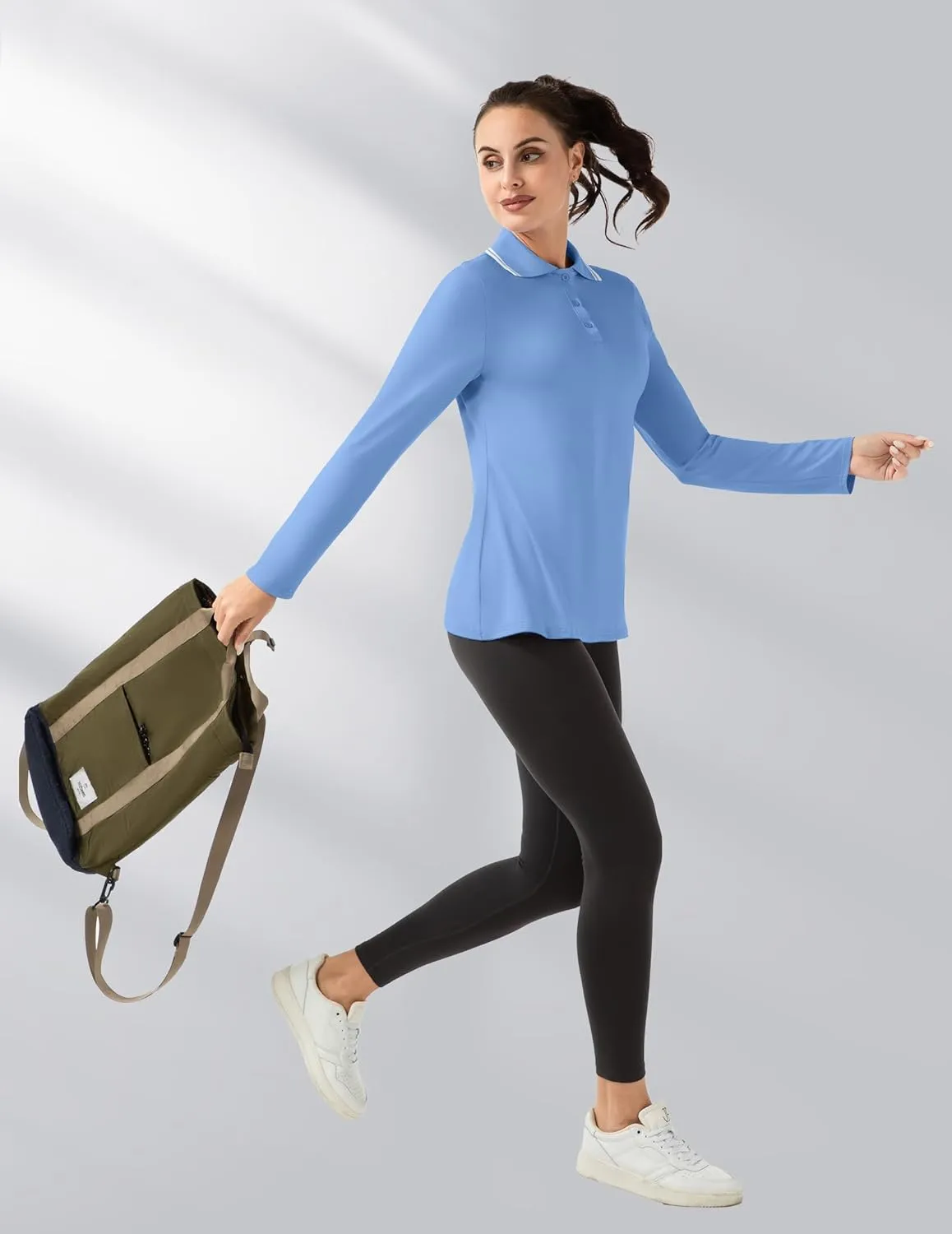 Women's Golf Polo Shirts Long Sleeve Workout Tops UPF 50  Sun Protection Quick Dry Lightweight Active Tennis Shirts