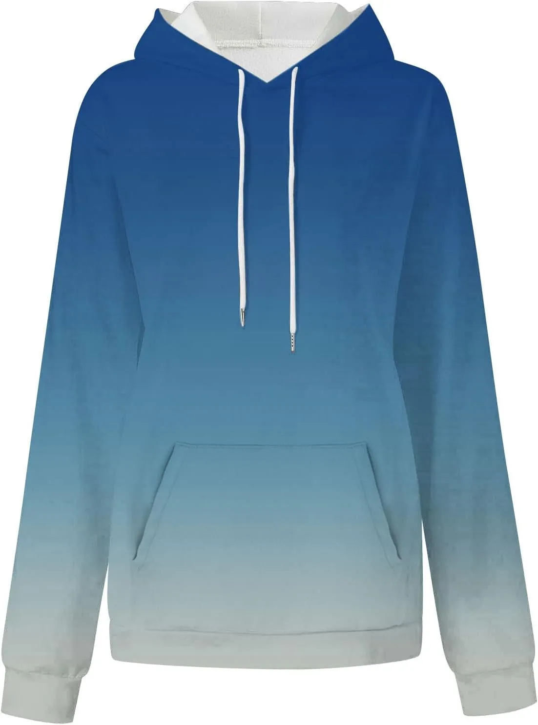 Women's Hoodies Oversized Gradient Long Sleeve Casual Sweatshirts Plus Size Drawstring Large Pocket Pullover Tops