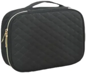 Women's Makeup Bag, Large Capacity Travel Cosmetic Bags, Waterproof Toiletry Bag, Cosmetic Storage Bags with Handles and Dividers, Portable Cosmetic Bags with Double Zipper(Black)