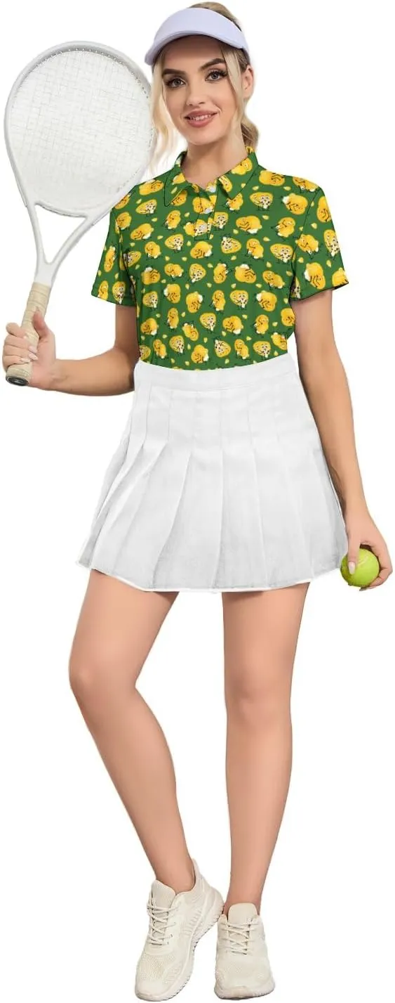 Womens Polo Shirts Hawaiian Golf Shirts Short Sleeve Moisture Wicking Quick Dry Athletic Sport Golf Outfit for Women