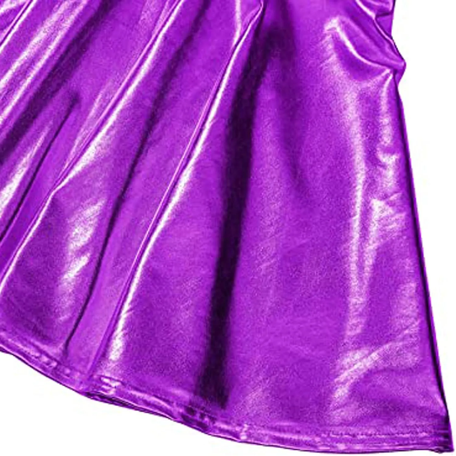 Women's Shiny Flared Metallic Holographic Pleated Mini Skater Skirt High Waist Pleated Skirt Rave Festival