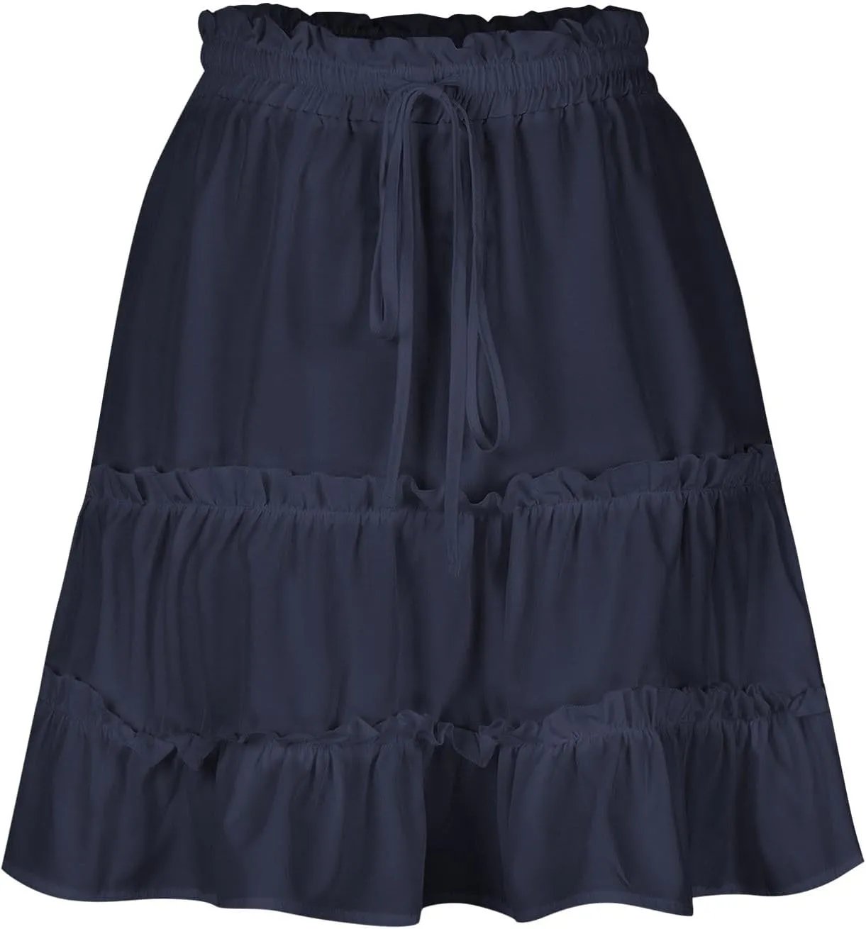 Womens Summer Beach Skirts Flowy Ruffle Tiered Mini Skirt Cute High Waist Boho Flared A-Line Short Skirts Dress