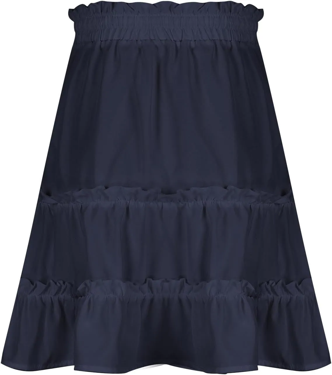 Womens Summer Beach Skirts Flowy Ruffle Tiered Mini Skirt Cute High Waist Boho Flared A-Line Short Skirts Dress