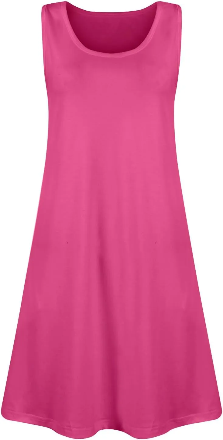 Women's Summer Dresses Loose U Neck Sleeveless Sundresses Casual Floral Dress with Pockets