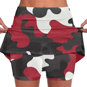 Womens Summer Mini Skirts Active Workout Running Tennis Skort 2024 Plus Size Golf Camouflage Printed 2 in 1 Shorts Activewear