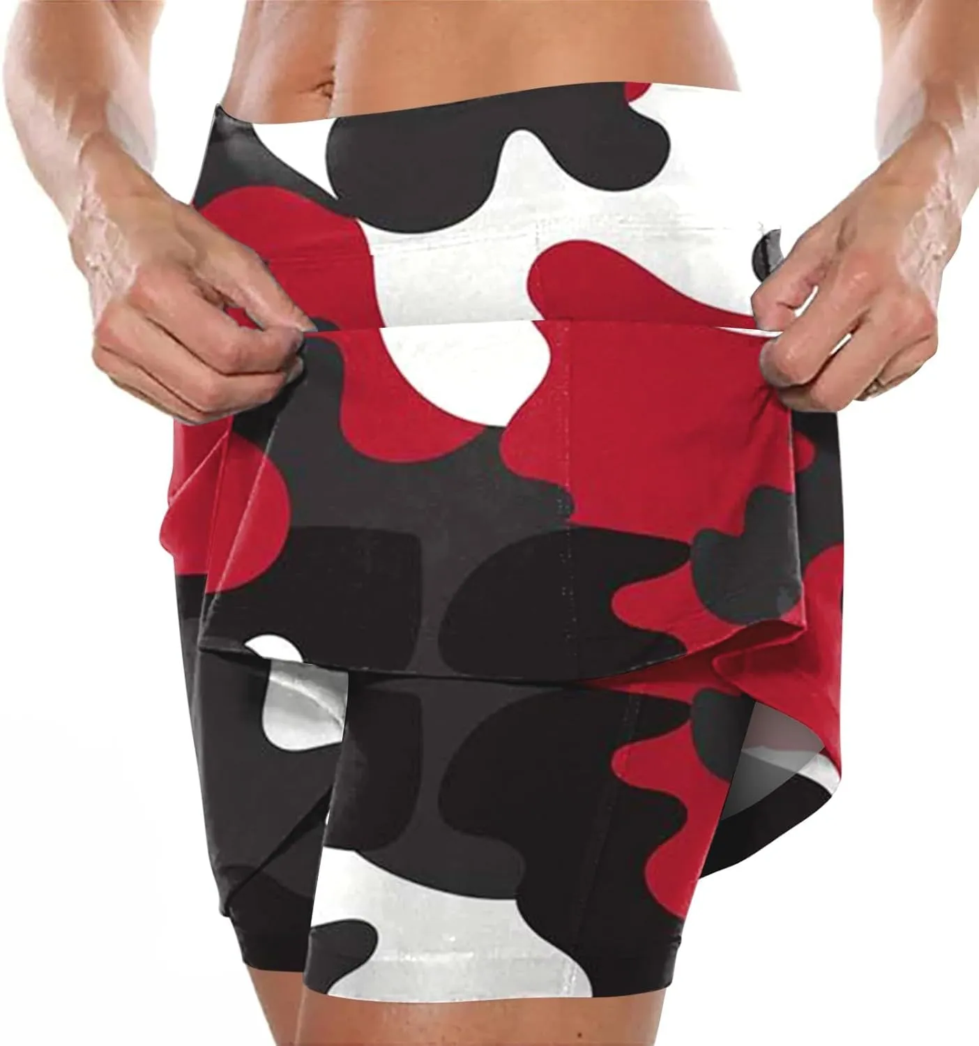 Womens Summer Mini Skirts Active Workout Running Tennis Skort 2024 Plus Size Golf Camouflage Printed 2 in 1 Shorts Activewear