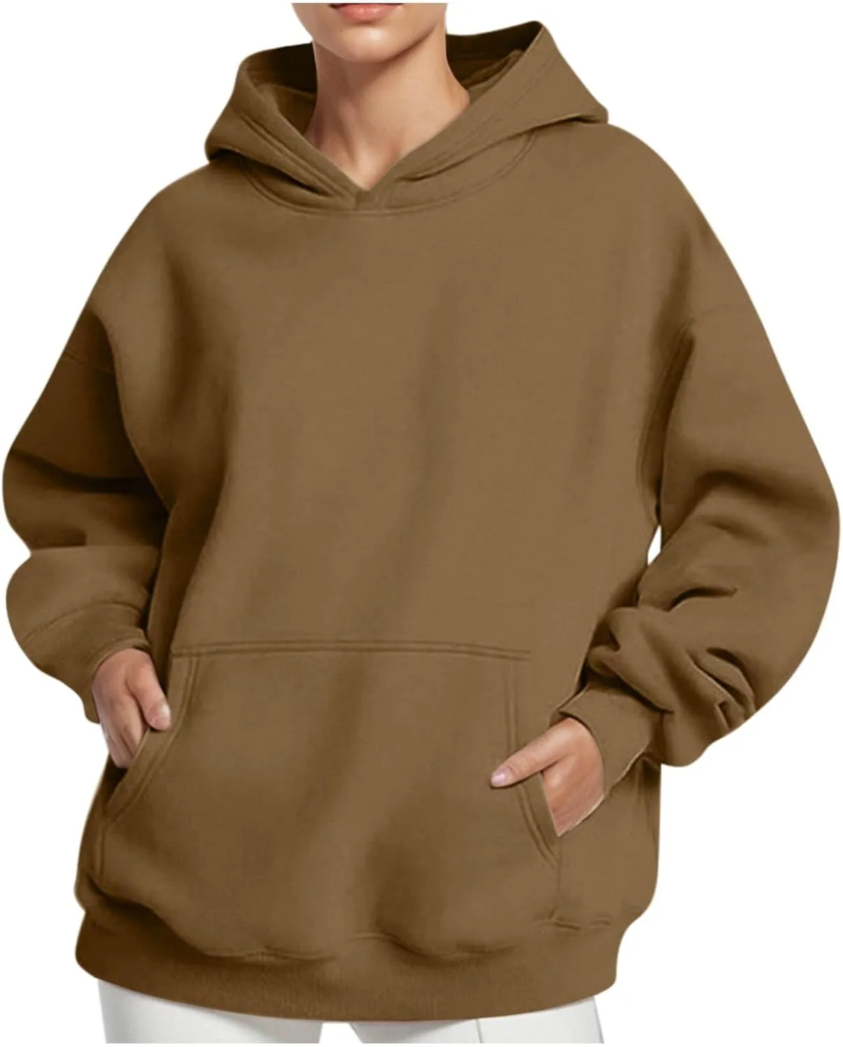 Womens Thick Oversized Pullover Hoodie with Front Pocket Casual Loose Fit Sweatshirt 2025 Fashion Fleece Sweater Tuinc