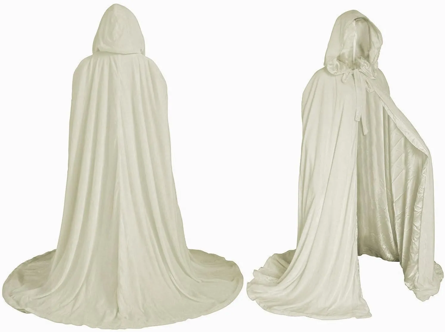 Women's Wedding Cape Bridal Cloak with Hood White Poncho Floor Length