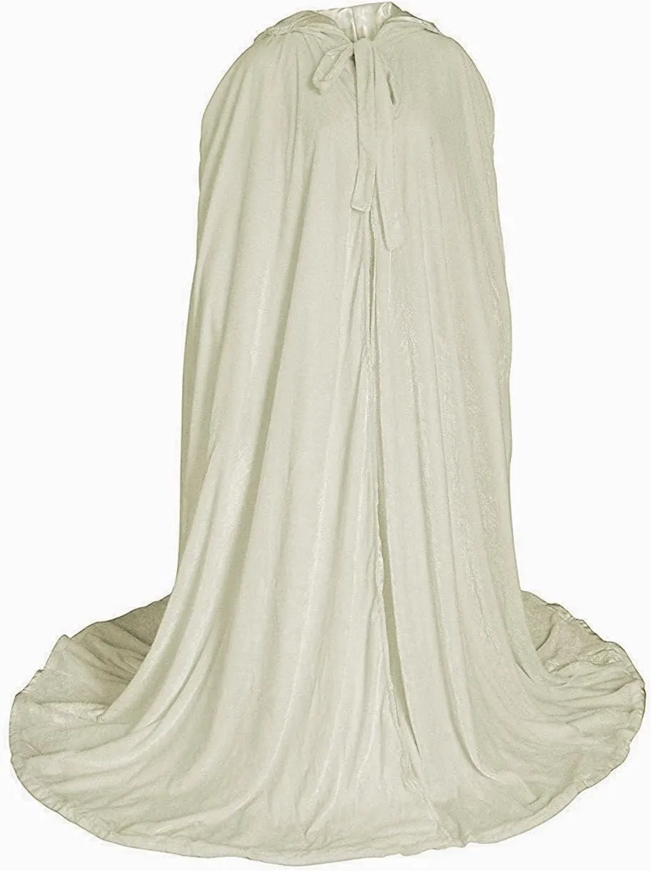 Women's Wedding Cape Bridal Cloak with Hood White Poncho Floor Length