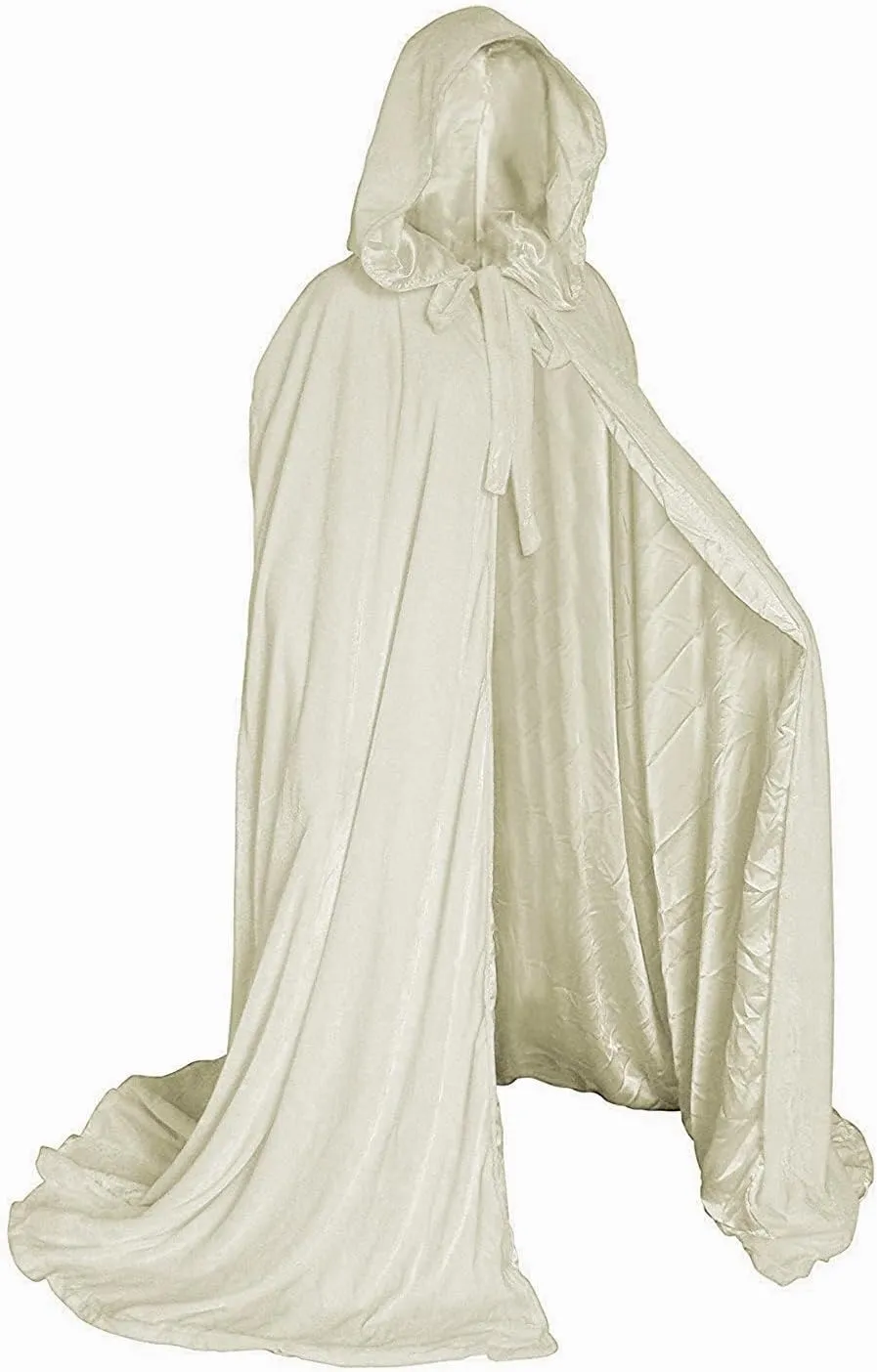 Women's Wedding Cape Bridal Cloak with Hood White Poncho Floor Length