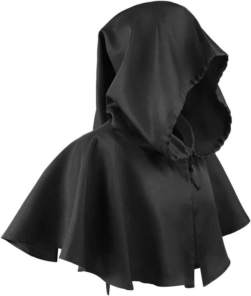 XGOPTS Halloween Grim Cowl Cloak with Cross Medieval Wicca Pagan Hood Hat Cosplay Costumes Hooded Poncho for Men Women