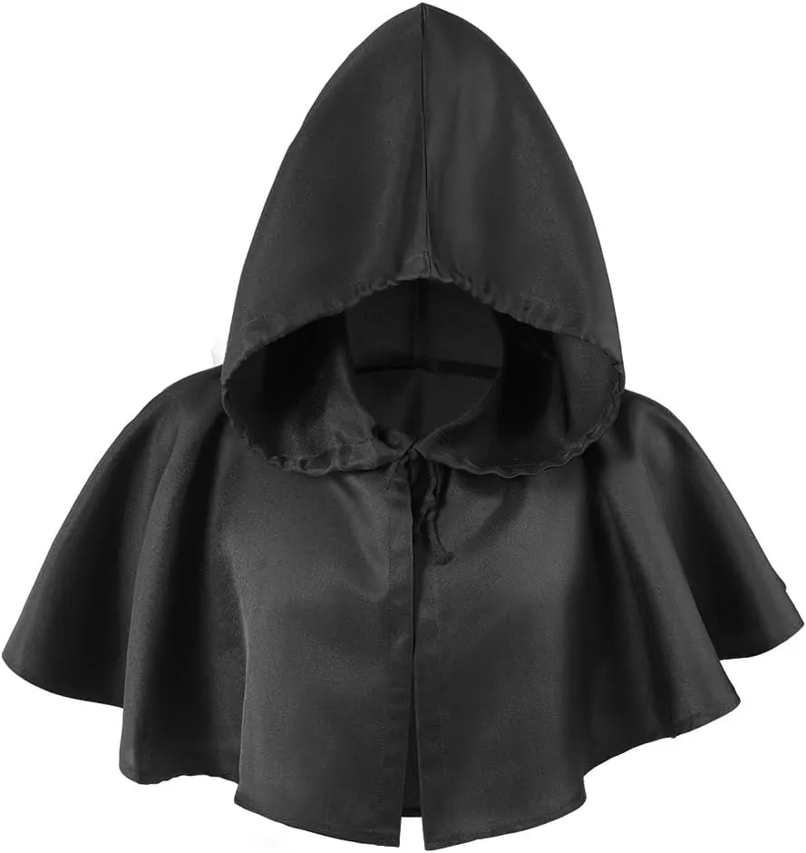 XGOPTS Halloween Grim Cowl Cloak with Cross Medieval Wicca Pagan Hood Hat Cosplay Costumes Hooded Poncho for Men Women