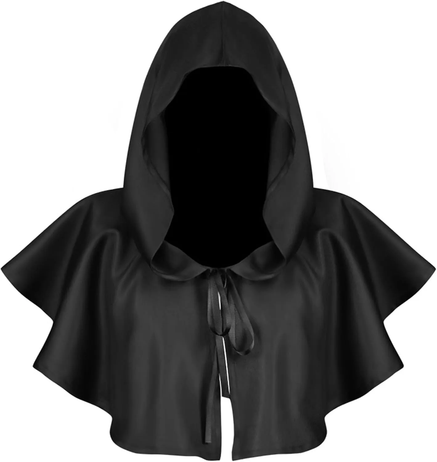 XIAXOGOOL Halloween Grim Cowl Cloak Cosplay Costumes Hooded Poncho for Men Women Mini Cape with Hood Medieval Short Cloaks