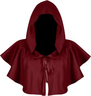 XIAXOGOOL Halloween Grim Cowl Cloak Cosplay Costumes Hooded Poncho for Men Women Mini Cape with Hood Medieval Short Cloaks