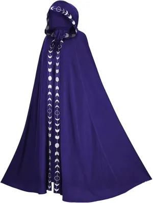 XIAXOGOOL Velvet Hooded Cape Unisex Halloween Long Cape Cloak For Devil Witch Wizard Cosplay Halloween Christmas Cosplay