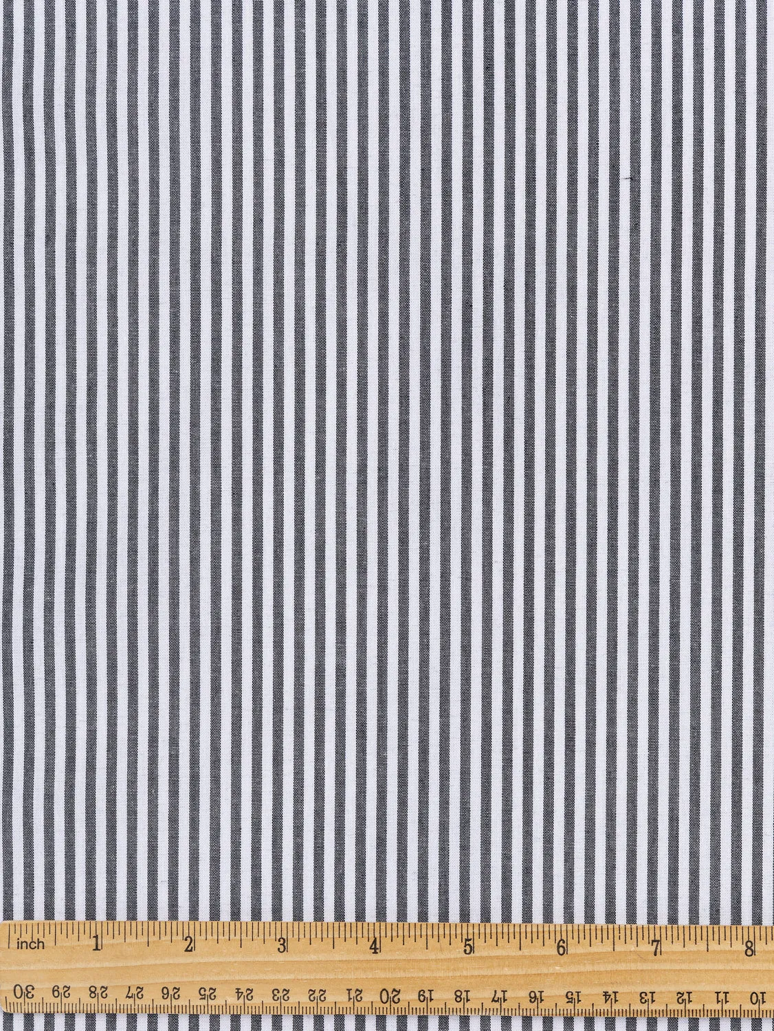 Yarn Dyed Pinstripe Cotton Shirting - White   Black