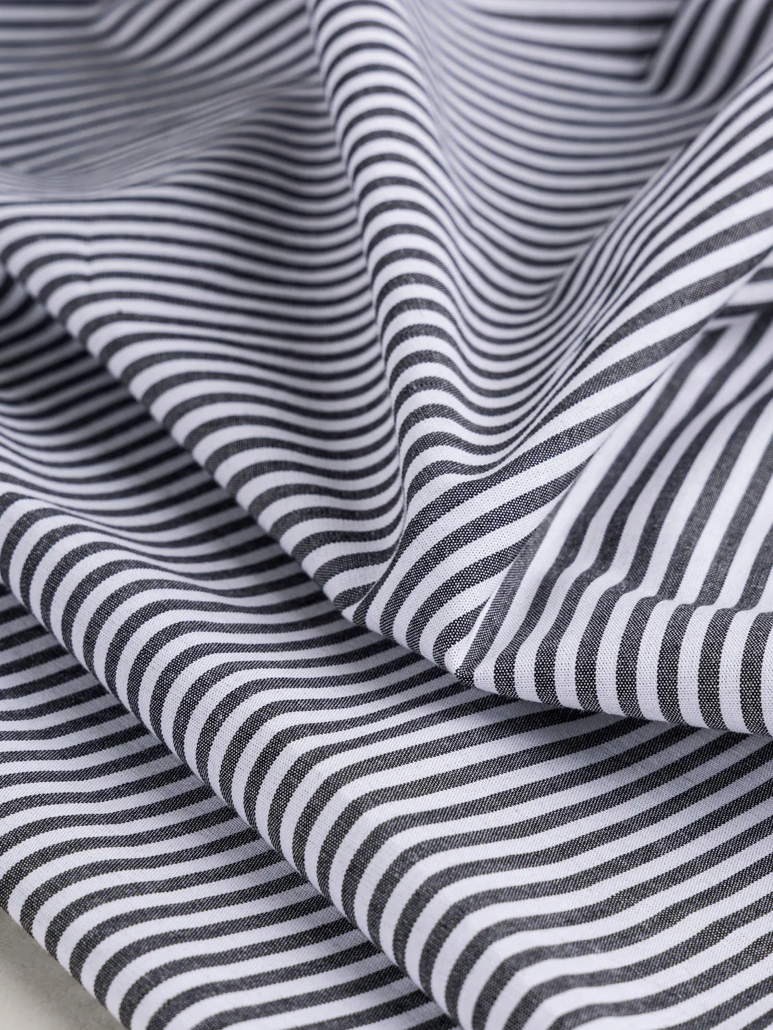 Yarn Dyed Pinstripe Cotton Shirting - White   Black