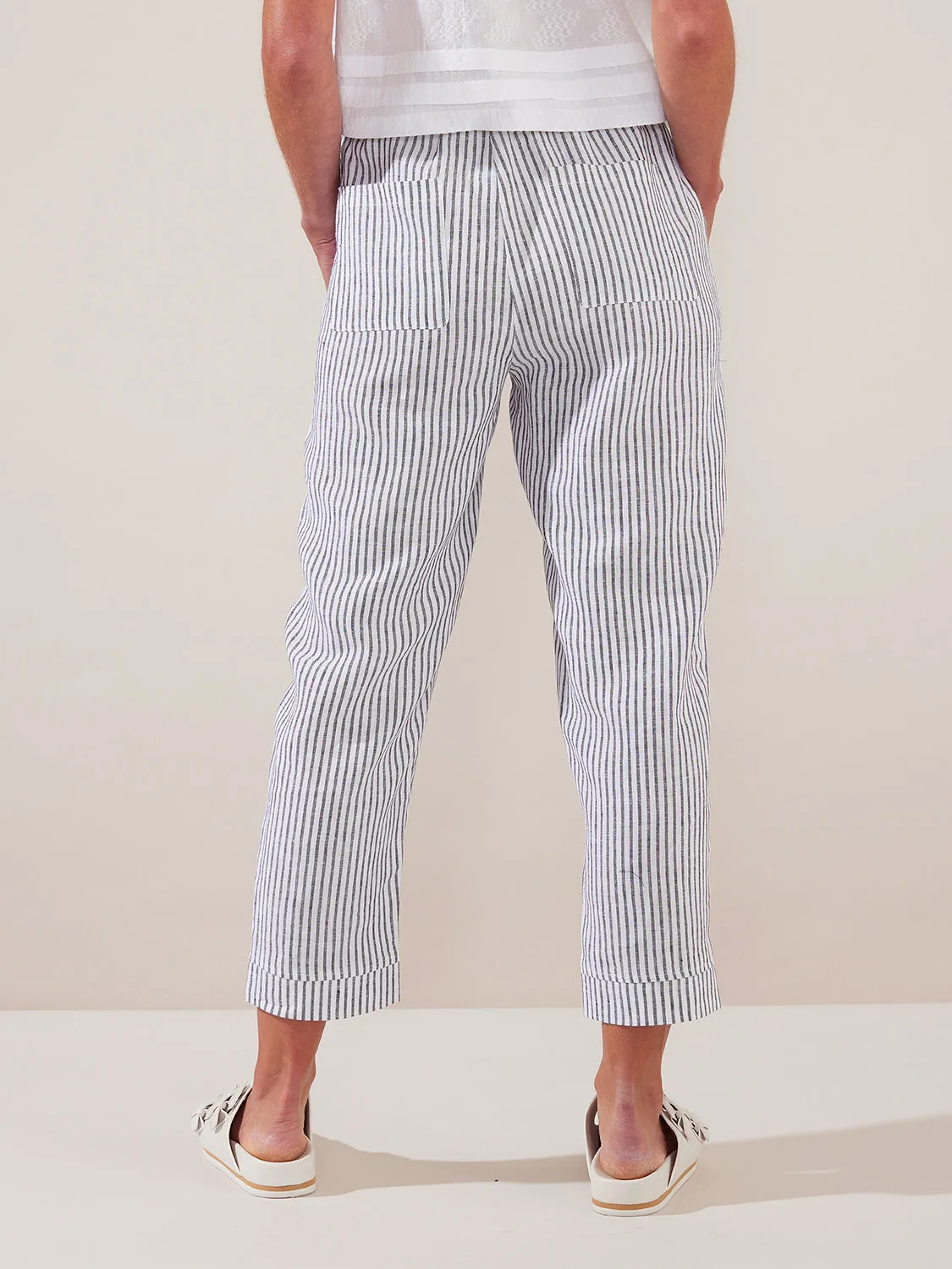 Yarra Trail Striped Linen Pant yt23h8849