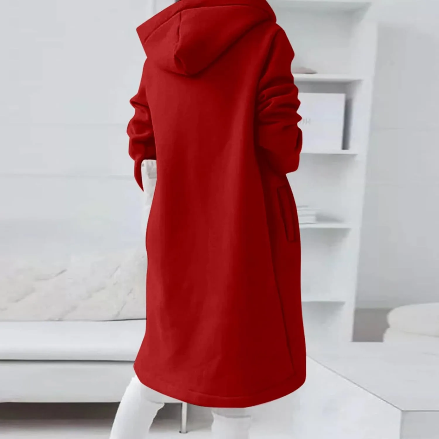 Zip Up Hoodie for Women Cute Trendy Drawstring Oversized Hooded Sweatshirts Long Sleeve Irregular Hem Jacket Coats